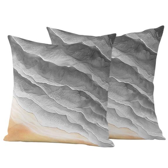 Outdoor Pillow Covers 18x18 Set of 2, Grey Beach Coastal Waterproof Patio Throw Pillow Covers for Couch Sofa Chair, Summer Nautical Seaside Ocean Ombre Decorative Pillowcases for Throw Pillows