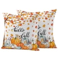 thumbnail image 1 of Outdoor Pillow Covers 18x18 Set of 2, Thanksgiving Waterproof Patio Throw Pillow Covers for Couch Sofa Chair, Fall Maple Leaf Orange White Pumpkin Decorative Pillowcases for Throw Pillows, 1 of 9