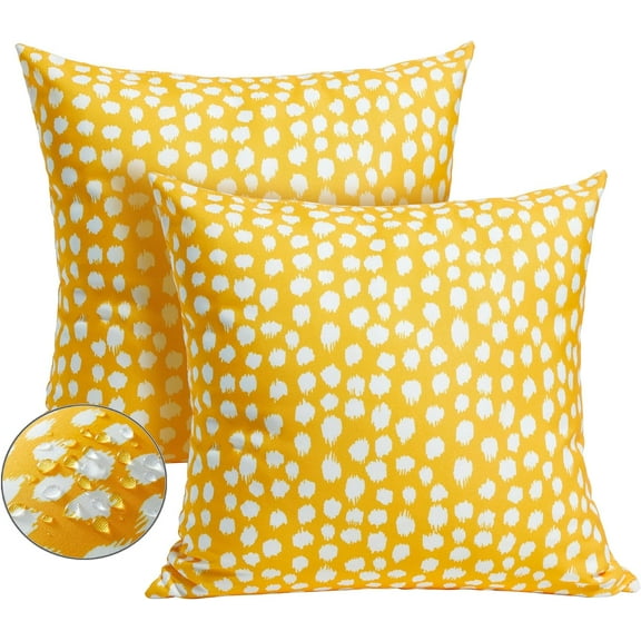 Outdoor Pillow Covers 18x18 Set of 2 Yellow Polka Dot Outdoor Waterproof Decorative Pillow Cases Summer Outdoor Sofa Bed Cushion Covers Home Decor Gifts002A