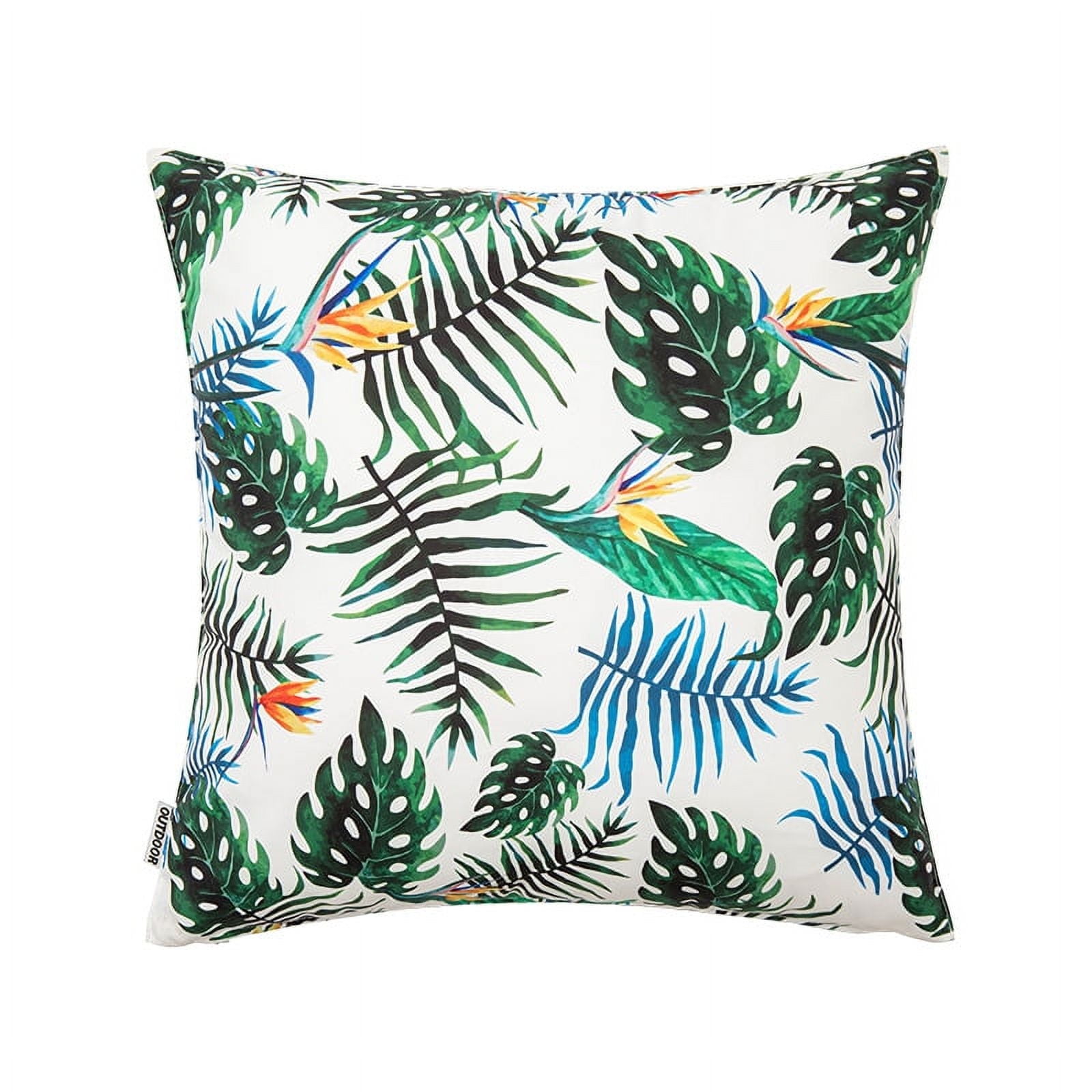 Outdoor Pillow Covers 18x18inch Tropical Leaves Waterproof Throw