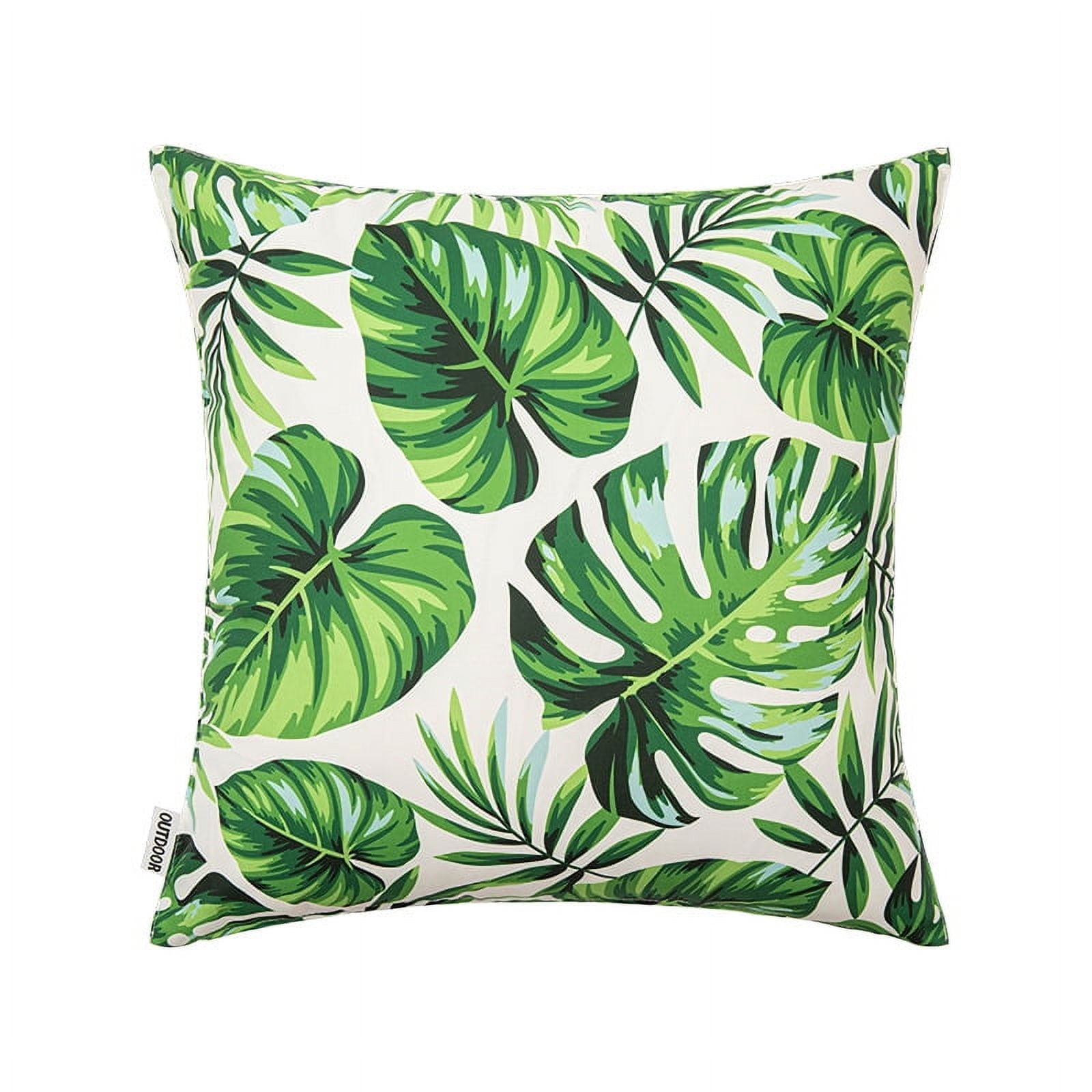 Outdoor Pillow Covers 18x18inch Tropical Leaves Waterproof Throw