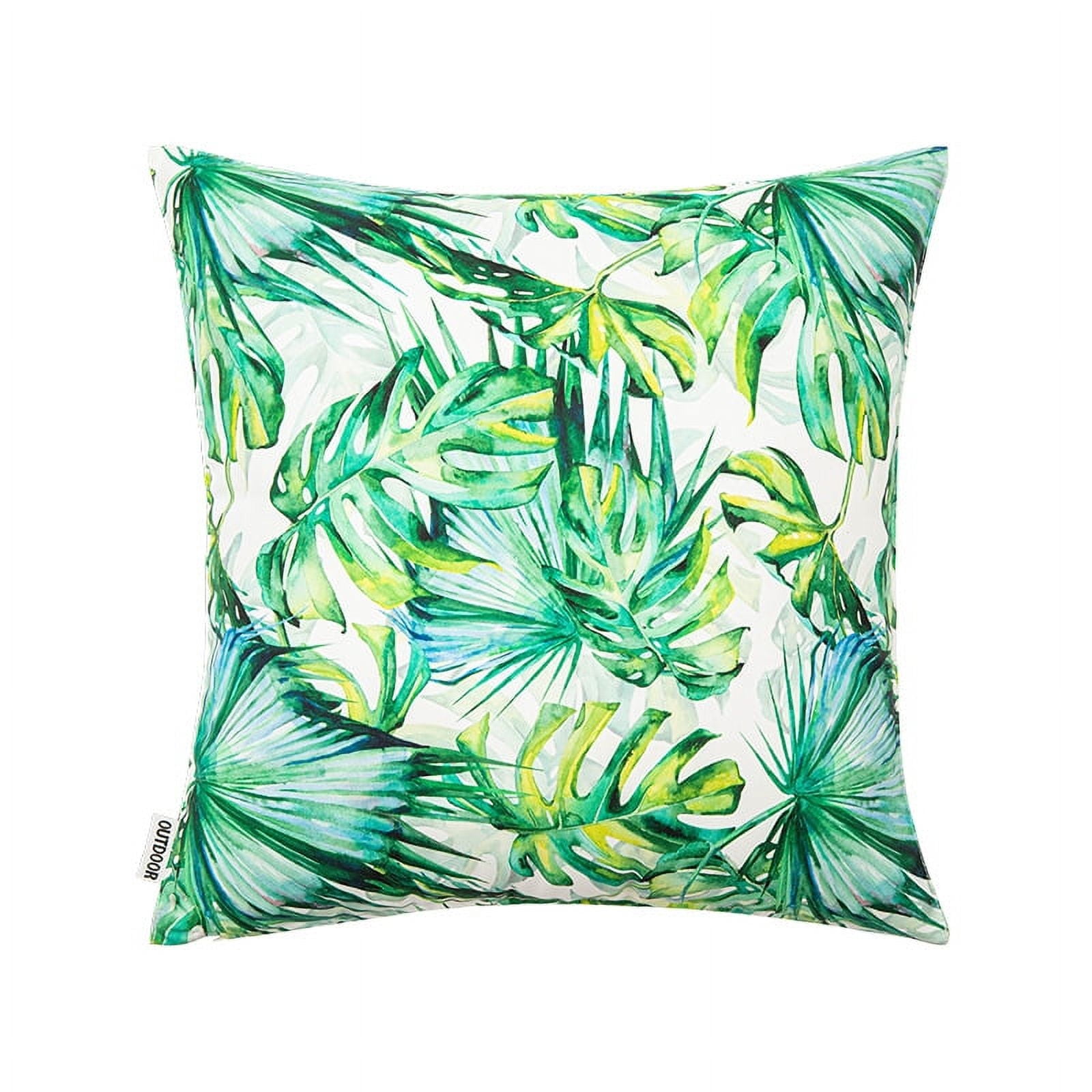 Outdoor Pillow Covers 18x18inch Tropical Leaves Waterproof Throw
