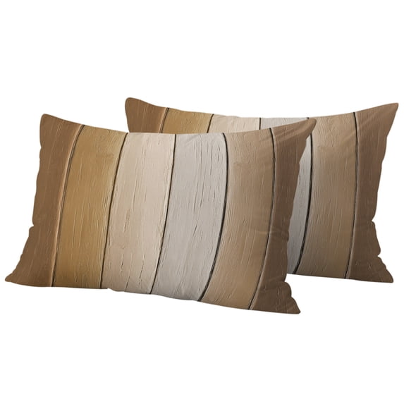 Outdoor Pillow Covers 20x12 Set of 2, Brown Ombre Waterproof Patio Throw Pillow Covers for Couch Sofa Chair, Vintage Country Wooden Decorative Pillowcases for Throw Pillows