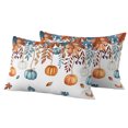 thumbnail image 1 of Outdoor Pillow Covers 20x12 Set of 2, Orange Blue Pumpkins Fall Waterproof Patio Throw Pillow Covers for Couch Sofa Chair, Weeping Botanical Thanksgiving Decorative Pillowcases for Throw Pillows, 1 of 9