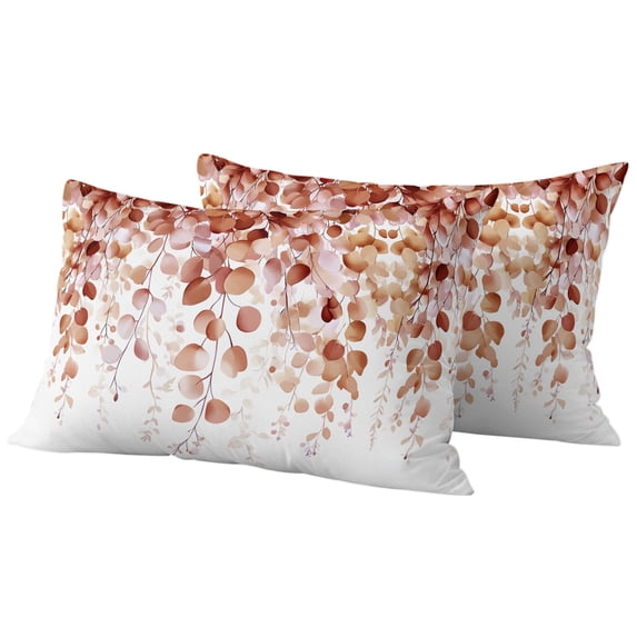 Outdoor Pillow Covers 20x12 Set of 2, Orange Eucalyptus Waterproof Patio Throw Pillow Covers for Couch Sofa Chair, Botanical Leaves Branch Spring Summer Decorative Pillowcases for Throw Pillows