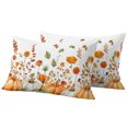 thumbnail image 1 of Outdoor Pillow Covers 20x12 Set of 2, Orange Green Fall Waterproof Patio Throw Pillow Covers for Couch Sofa Chair, Thanksgiving Pumpkins Maple Leaf Decorative Pillowcases for Throw Pillows, 1 of 9
