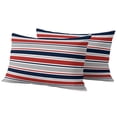 thumbnail image 1 of Outdoor Pillow Covers 20x12 Set of 2, Red Navy Blue Striped Waterproof Patio Throw Pillow Covers for Couch Sofa Chair, Farmhouse Stripes Modern Abstract Art Decorative Pillowcases for Throw Pillows, 1 of 9
