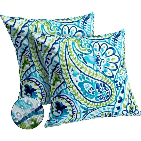 Outdoor Pillow Covers 20x20 Inch Set of 2 Colorful Paisley Decor Throw Pillow Covers Outdoor Summer Waterproof Pillow Covers Decor for Patio Funiture Garden Sofa Couch 7B