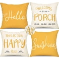 thumbnail image 1 of Outdoor Pillow Covers 20x20 Inch Set of 4 Hello Sunshine Decorative Yellow Throw Pillows Outdoor Summer Waterproof Decor for Patio Funiture Garden Polyester Cushion Covers 013D, 1 of 6