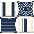 thumbnail image 1 of Outdoor Pillow Covers 20x20 Inch Set of 4 Navy Blue Waterproof Modern Geometry Throw Pillows Outdoor Summer Waterproof Decor for Patio Funiture Garden Polyester Cushion Covers 013N20, 1 of 6