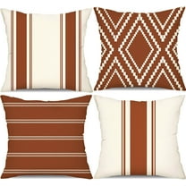Outdoor Pillow Covers 20x20 Inch Set of 4 Rust Waterproof Modern Geometry Throw Pillows Outdoor Summer Waterproof Decor for Patio Funiture Garden Polyester Cushion Covers 013M20