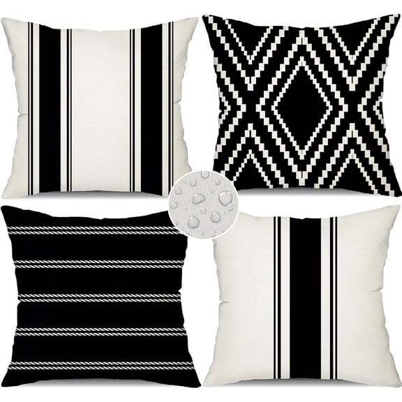 Outdoor Pillow Covers 20x20 Inch Set of 4 Waterproof Modern Geometry Throw Pillows Outdoor Summer Waterproof Decor for Patio Funiture Garden Polyester Cushion Covers 013A