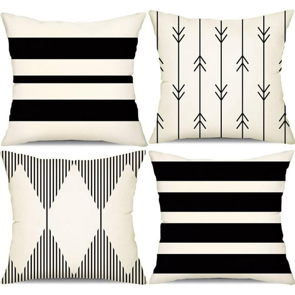 Outdoor Pillow Covers 20x20 Inch Set of 4 Waterproof Modern Geometry Throw Pillows Outdoor Summer Waterproof Decor for Patio Funiture Garden Polyester Cushion Covers 013F
