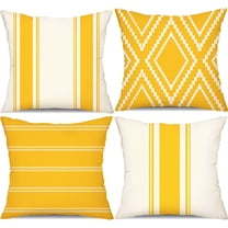 Outdoor Pillow Covers 20x20 Inch Set of 4 Yellow Waterproof Modern Geometry Throw Pillows Outdoor Summer Waterproof Decor for Patio Funiture Garden Polyester Cushion Covers 013J20