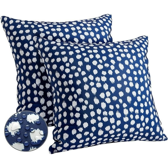 Outdoor Pillow Covers 20x20 Set of 2 Blue Polka Dot Outdoor Waterproof Decorative Pillow Cases Summer Outdoor Sofa Bed Cushion Covers Home Decor Gifts002C