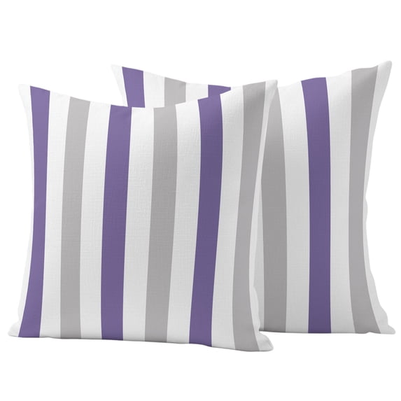Outdoor Pillow Covers 20x20 Set of 2, Purple Grey Striped Waterproof Patio Throw Pillow Covers for Couch Sofa Chair, Minimalist Farmhouse Stripe Decorative Pillowcases for Throw Pillows