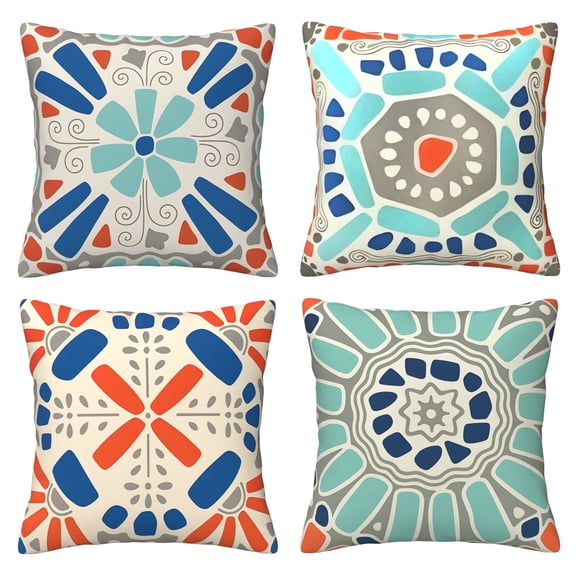 Outdoor Pillow Covers 20x20 inch Set of 4 Waterproof Outdoor Pillows Couch Throw Pillow Covers Morden Boho Decorative Pillow Covers Decorations for Patio, Garden, Home