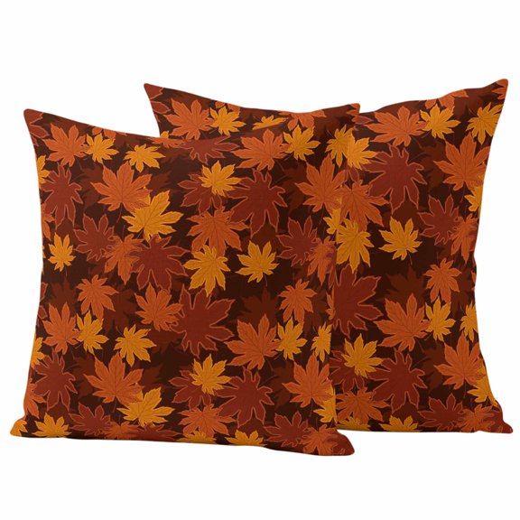 Outdoor Pillow Covers 24 x 24 Inches, Orange Fall Waterproof Throw Pillow Cover Set of 2, Autumn Maple Leaf Botanical Thanksgiving Decorative Square Cushion Covers for Patio/Tent/Couch/Garden