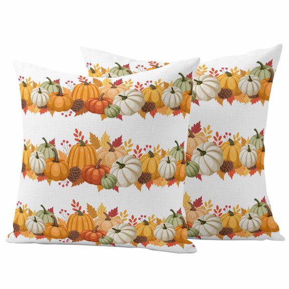 Outdoor Pillow Covers 24 x 24 Inches, Orange Fall Waterproof Throw Pillow Cover Set of 2, Thanksgiving Botanical Maple Leaf Decorative Square Cushion Covers for Patio/Tent/Couch/Garden