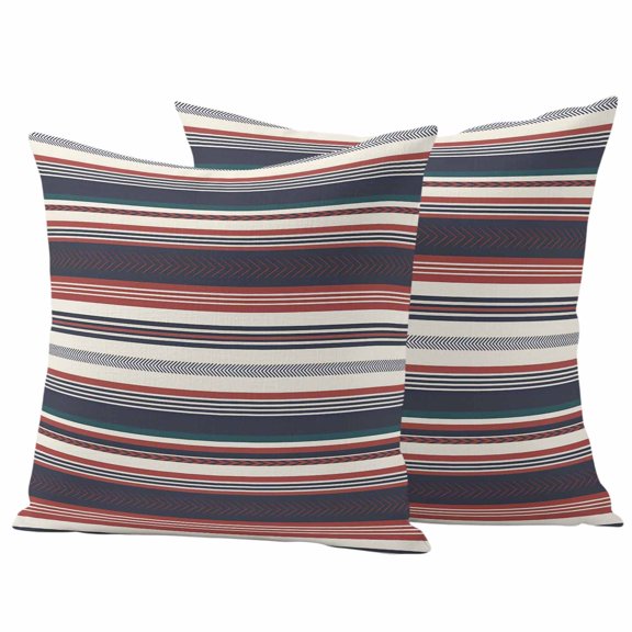 Outdoor Pillow Covers 24 x 24 Inches, Rainbow Striped Waterproof Throw Pillow Cover Set of 2, Vintage Colorful Abstract Stripes Lines Decorative Square Cushion Covers for Patio/Tent/Couch/Garden