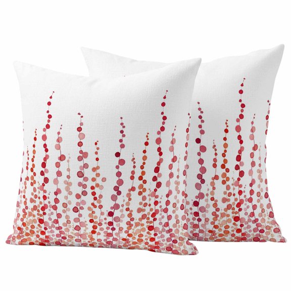 Outdoor Pillow Covers 24 x 24 Inches, Red Waterproof Throw Pillow Cover Set of 2, Polka Dots Watercolor Abstract Art Decorative Square Cushion Covers for Patio/Tent/Couch/Garden