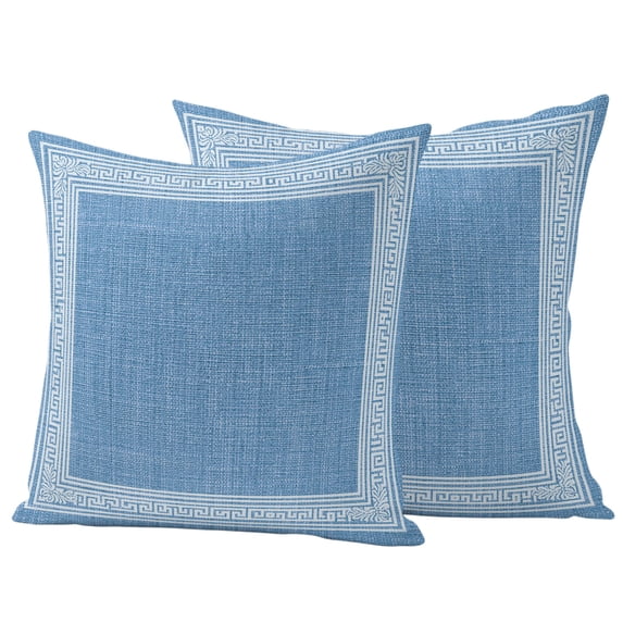 Outdoor Pillow Covers 24x24 Set of 2, Sky Blue Retro Greek Key Waterproof Patio Throw Pillow Covers for Couch Sofa Chair, Geometric Greece Ancient Farmhouse Decorative Pillowcases for Throw Pillows