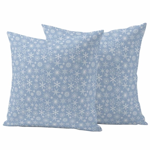Outdoor Pillow Covers 26 x 26 Inches, Blue Christmas Snowflakes Waterproof Throw Pillow Cover Set of 2, Modern Xmas Winter Textured Decorative Square Cushion Covers for Patio/Tent/Couch/Garden