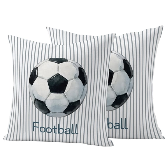 Outdoor Pillow Covers 26 x 26 Inches, Circle Footballs Striped Waterproof Throw Pillow Cover Set of 2, Black White Stripes Geometric Decorative Square Cushion Covers for Patio/Tent/Couch/Garden