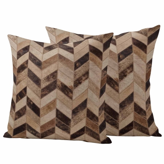 Outdoor Pillow Covers 26 x 26 Inches, Farmhouse Geometric Waterproof Throw Pillow Cover Set of 2, Western Country Cow Fur Print Brown Decorative Square Cushion Covers for Patio/Tent/Couch/Garden