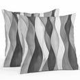 thumbnail image 1 of Outdoor Pillow Covers 26 x 26 Inches, Gray Stripes Waterproof Throw Pillow Cover Set of 2, Vintage Farmhouse Greyish Ripple Pattern Decorative Square Cushion Covers for Patio/Tent/Couch/Garden, 1 of 7