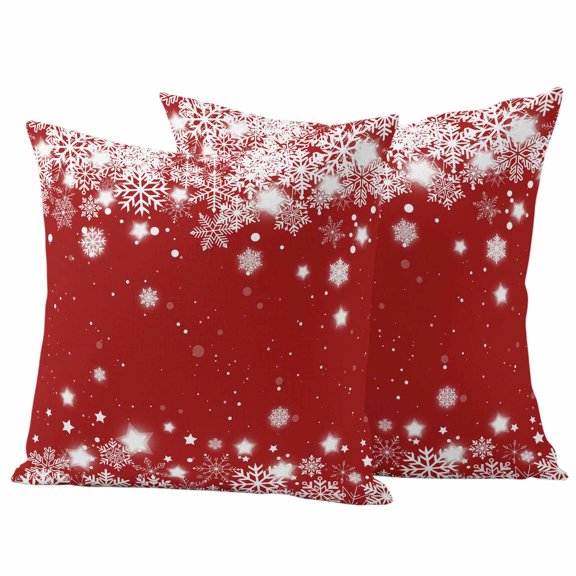 Outdoor Pillow Covers 26 x 26 Inches, Red Snowflake Christmas Waterproof Throw Pillow Cover Set of 2, Winter Xmas Star Snowflake Decorative Square Cushion Covers for Patio/Tent/Couch/Garden