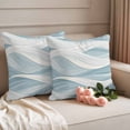 thumbnail image 1 of Outdoor Pillow Covers Abstract Gradient Water Ripple Waterproof Pillow Cases 18x18 Set of 2, Ocean Sea Wave Light Blue White Throw Pillow Cover Pillowcase for Patio Balcony Couch Garden, 1 of 9