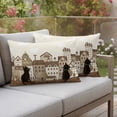 thumbnail image 1 of Outdoor Pillow Covers Black Cat Rustic House Beige Waterproof Pillow Cases 20x12 Set of 2, Japanese Style Buildings Throw Pillow Cover Pillowcase for Patio Balcony Couch Garden, 1 of 9