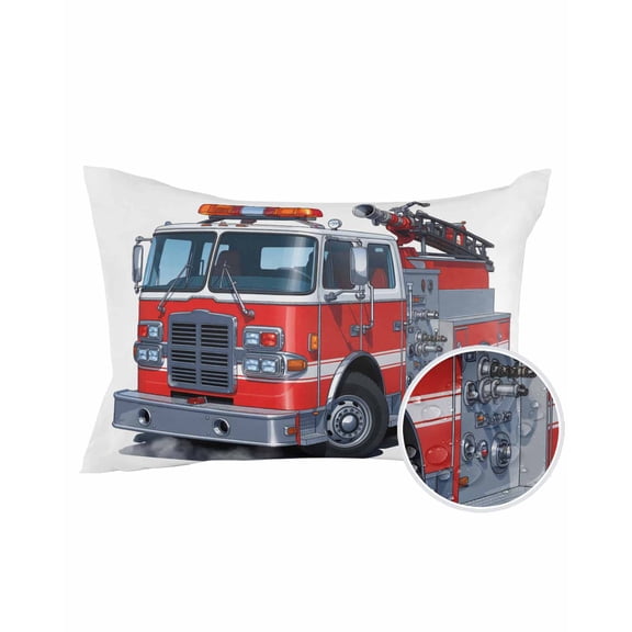 Outdoor Pillow Covers with Inserts, Fire Trucks Waterproof Decorative Throw Pillow Cases, Modern Cartoons Vehicles Soft Cousion Covers Protector for Outside Patio Furniture Sofa 12"x20"