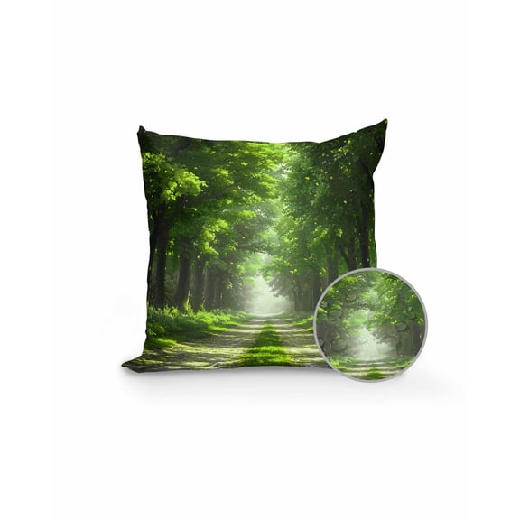 Outdoor Pillow Covers with Inserts,Green Trees Waterproof Decorative Throw Pillow Cases,Forest Art Decor Spring Summer Nature Leaf Soft Cousion Covers Protector for Patio Furniture Sofa 18"x18"