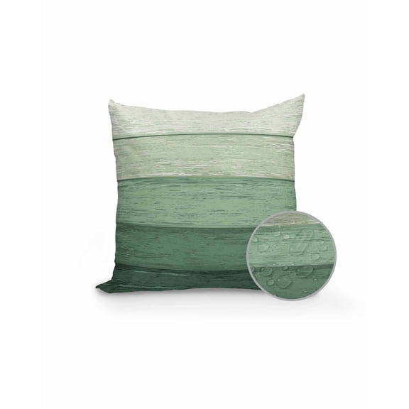 Outdoor Pillow Covers with Inserts, Turquoise Ombre Waterproof Decorative Throw Pillow Cases, Farmhouse Vintage Wooden Striped Soft Cousion Covers Protector for Outside Patio Furniture Sofa 16"x16"