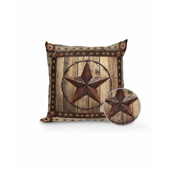 Outdoor Pillow Covers with Inserts,Western Farmhouse Waterproof Decorative Throw Pillow Cases,Primitive Rustic Country Retro Texas Star Soft Cousion Covers Protector for Patio Furniture Sofa 16"x16"