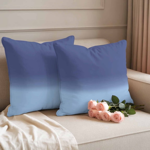 Outdoor Pillow Covers Modern Haze Blue Gradient Waterproof Pillow Cases 18x18 Set of 2, Minimalist Ombre Style Throw Pillow Cover Pillowcase for Patio Balcony Couch Garden
