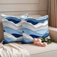 thumbnail image 1 of Outdoor Pillow Covers Ocean Blue Gradient Water Ripples Waterproof Pillow Cases 16x16 Set of 2, Coastal Nautical Theme Throw Pillow Cover Pillowcase for Patio Balcony Couch Garden, 1 of 9