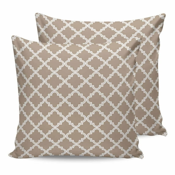 Outdoor Pillow Covers Pack of 2, Beige Morocco Geometric Pattern Waterproof Throw Pillowcase Cushion Cases, Vintage Abstract Art Decorative Pillow Cover for Couch Sofa Home Bed Patio