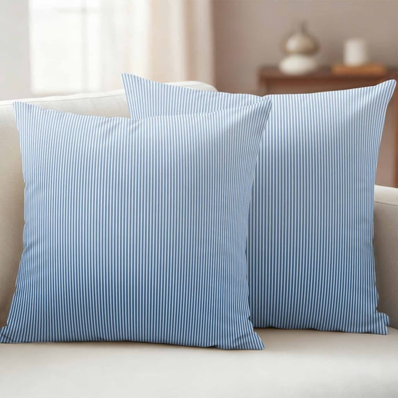 Outdoor Pillow Covers Pack of 2, Blue Gradient Stripes Waterproof Throw Pillowcase Cushion Cases, Modern Minimalist Style Decorative Pillow Cover for Couch Sofa Home Bed Patio