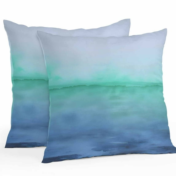 Outdoor Pillow Covers Pack of 2, Gradient Turquoise Blue Ocean Waterproof Throw Pillowcase Cushion Cases, Modern Abstract Art Decorative Pillow Cover for Couch Sofa Home Bed Patio