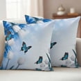 thumbnail image 1 of Outdoor Pillow Covers Pack of 2, Pastoral Blue White Tulip Waterproof Throw Pillowcase Cushion Cases, Farmhouse Flower Butterfly Decorative Pillow Cover for Couch Sofa Home Bed Patio, 1 of 9