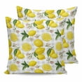 thumbnail image 1 of Outdoor Pillow Covers Pack of 2, Summer Lemon Flower Leaves Waterproof Throw Pillowcase Cushion Cases, Grey White Plaid Lattice Decorative Pillow Cover for Couch Sofa Home Bed Patio, 1 of 6