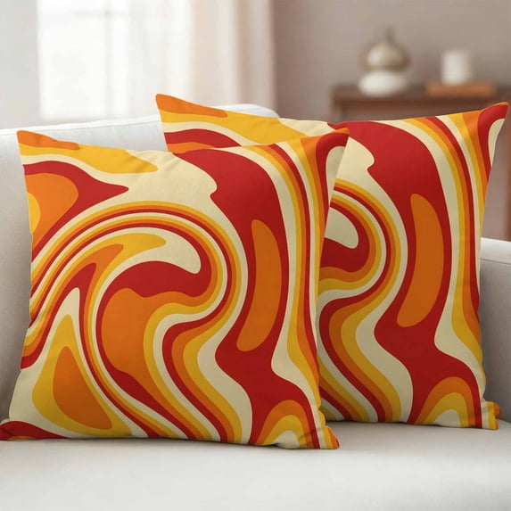 Outdoor Pillow Covers Pack of 2, Vector Psychedelic Groovy Back Waterproof Throw Pillowcase Cushion Cases, Colorful Modern Abstract Liquid Art Decorative Pillow Cover for Couch Sofa Home Bed Patio