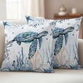 thumbnail image 1 of Outdoor Pillow Covers Pack of 2, Vintage Turtle Coral Seaweed Waterproof Throw Pillowcase Cushion Cases, Summer Blue Ocean Decorative Pillow Cover for Couch Sofa Home Bed Patio, 1 of 9