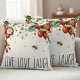 thumbnail image 1 of Outdoor Pillow Covers Pack of 2, Watercolor Rustic Strawberry Flower Bee Waterproof Throw Pillowcase Cushion Cases, Farmhouse Landscape Decorative Pillow Cover for Couch Sofa Home Bed Patio, 1 of 9