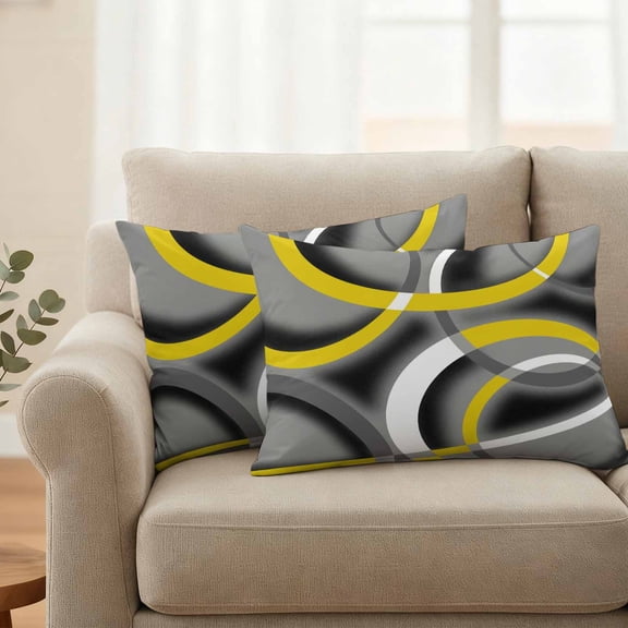 Outdoor Pillow Covers Set of 2, Abstract Yellow Gray Geometric Decorative Throw Pillow Covers 20X12IN, Modern Watercolor Art Throw Pillows Protector Cushion Case for Patio,Couch,Sofa,Garden