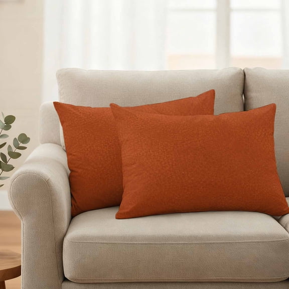 Outdoor Pillow Covers Set of 2, Autumn Burnt Orange Decorative Throw Pillow Covers 20X12IN, Solid Color Terracotta Aesthetic Throw Pillows Protector Cushion Case for Patio,Couch,Sofa,Garden