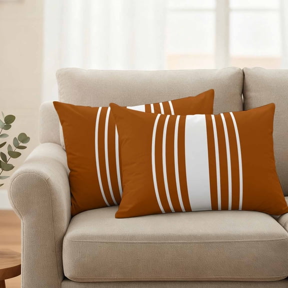 Outdoor Pillow Covers Set of 2, Burnt Orange Stripe Decorative Throw Pillow Covers 20X12IN, Modern Minimalist Style Throw Pillows Protector Cushion Case for Patio,Couch,Sofa,Garden